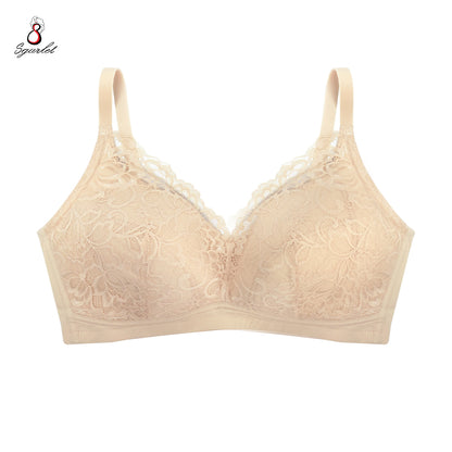 SGARLET PLUSSIZE Wireless bra เสื้อในไร้โครง สาวอวบ ลายลูกไม้ สีชมพูอ่อน สีดำ สีเนื้อ รุ่น MB1512