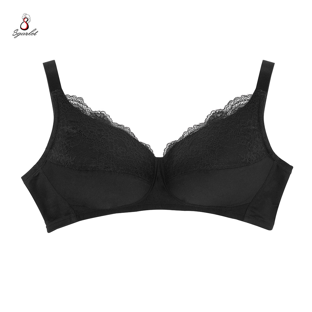 SGARLET PLUSSIZE Wireless bra เสื้อในไร้โครง สาวอวบ ลายลูกไม้ สีดำ สีเนื้อ รุ่น MB1531