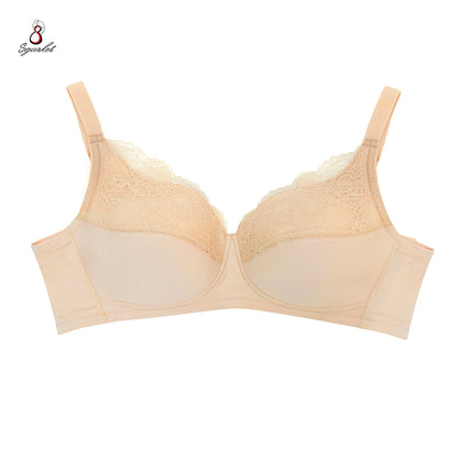 SGARLET PLUSSIZE Wireless bra เสื้อในไร้โครง สาวอวบ ลายลูกไม้ สีดำ สีเนื้อ รุ่น MB1531
