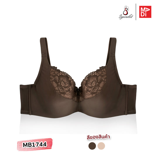 SGARLET PLUSSIZE Lace bra เสื้อในมีโครง ลายลูกไม้ สีช็อกโกแลต สีเนื้อ รุ่น MB1744