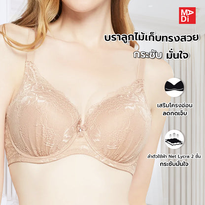 WIENNA (5 YEARS YOUNGER) เสื้อในมีโครง ลายลูกไม้ เต้าโมลบาง รุ่น DB41483