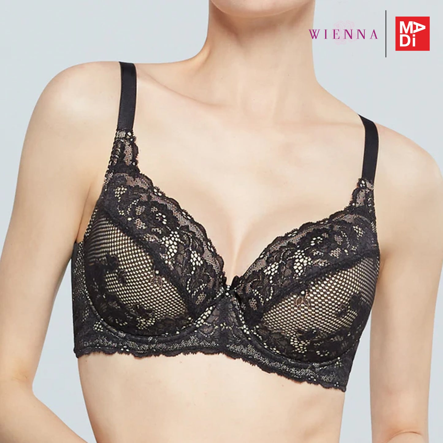 FULL MOON BRA เสื้อในมีโครง สาวคัพใหญ่ ลายลูกไม้ เสริมบาง รุ่น NB41404