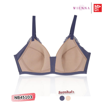 FULL MOON BRA (THE CHERISH) เสื้อในไร้โครง สาวคัพใหญ่ ลายลูกไม้ สีทะเลน้ำเงินคราม สีน้ำตาลเม็ดทราย รุ่น NB45103