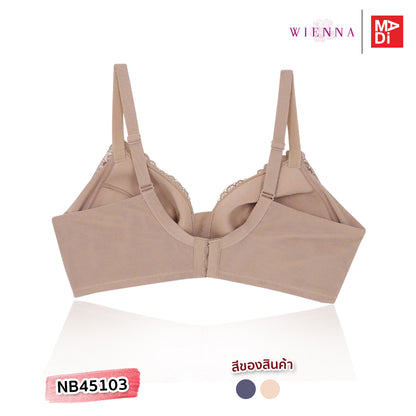 FULL MOON BRA (THE CHERISH) เสื้อในไร้โครง สาวคัพใหญ่ ลายลูกไม้ สีทะเลน้ำเงินคราม สีน้ำตาลเม็ดทราย รุ่น NB45103