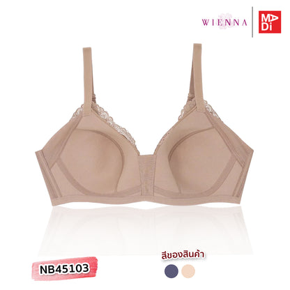 FULL MOON BRA (THE CHERISH) เสื้อในไร้โครง สาวคัพใหญ่ ลายลูกไม้ สีทะเลน้ำเงินคราม สีน้ำตาลเม็ดทราย รุ่น NB45103