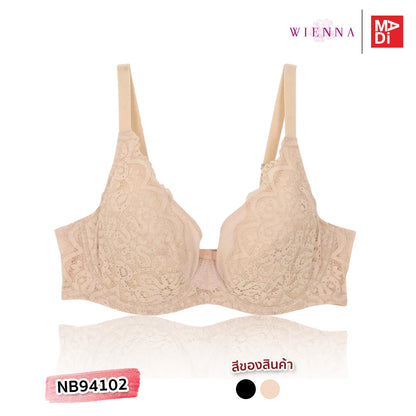 FULL MOON BRA Dailywear เสื้อในมีโครง สาวคัพใหญ่ ลายลูกไม้  สีเนื้อ สีดำ รุ่น NB94102