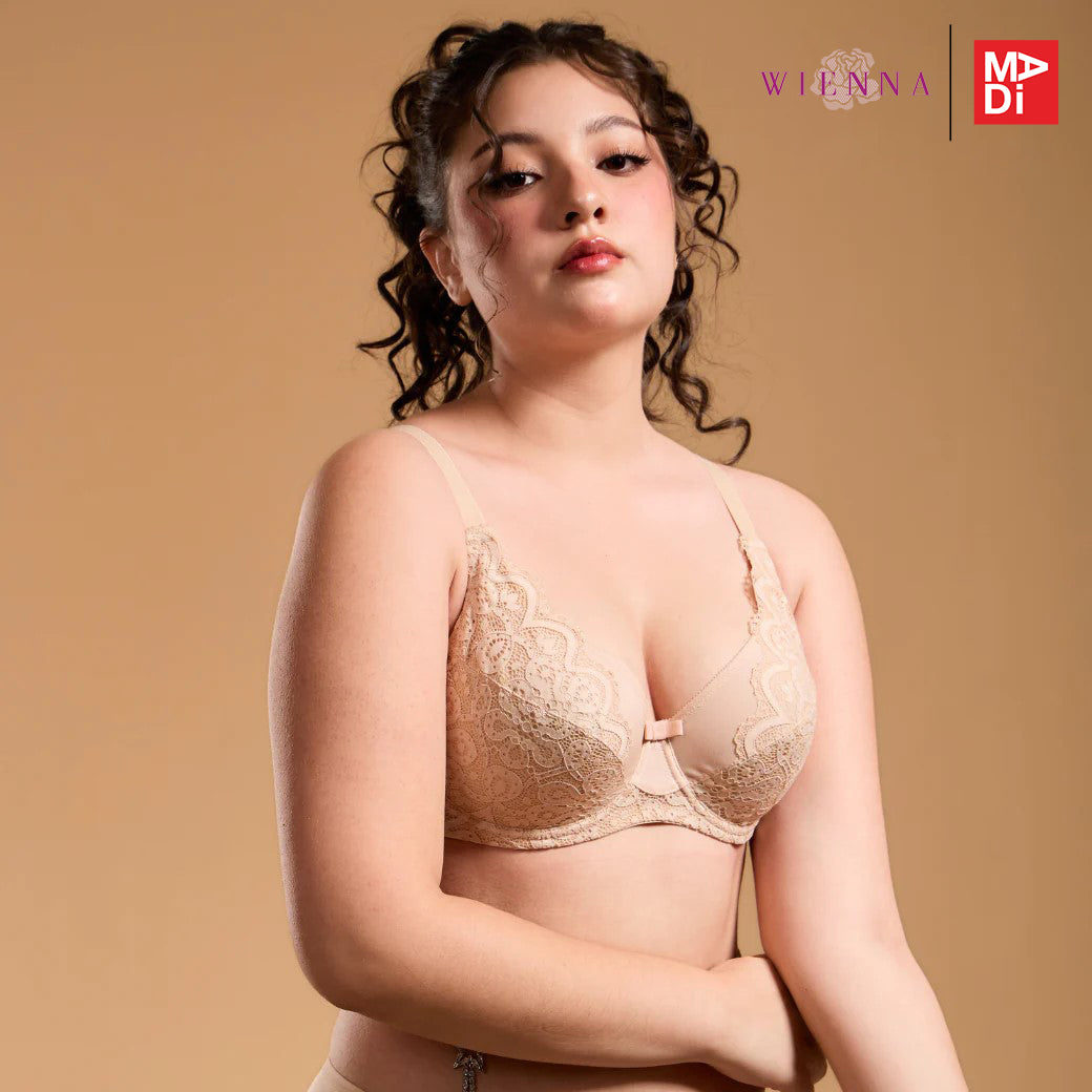 FULL MOON BRA Dailywear เสื้อในมีโครง สาวคัพใหญ่ ลายลูกไม้  สีเนื้อ สีดำ รุ่น NB94102