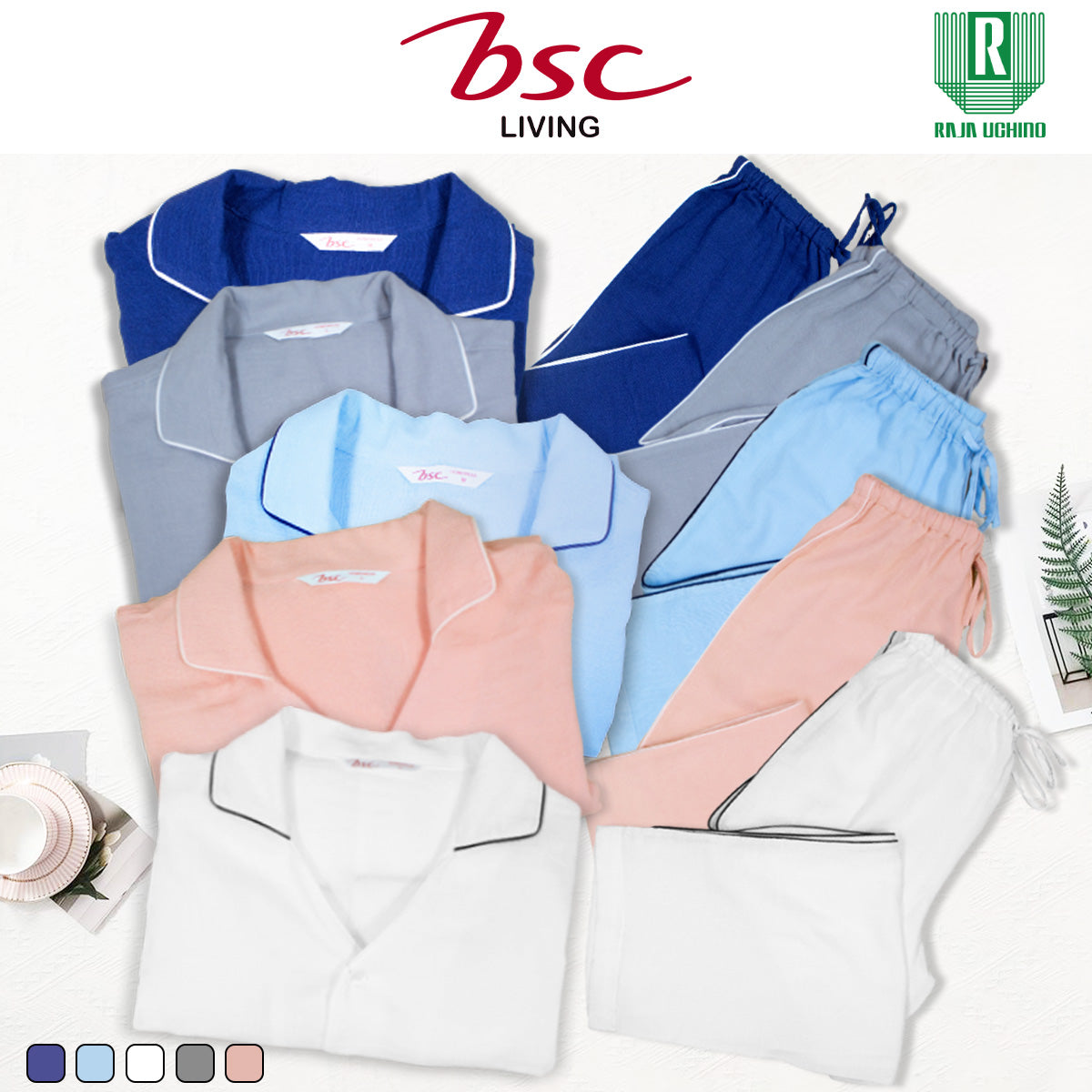 BSC ชุดลำลองคอปกเชิ๊ต เสื้อแขนยาว + กางเกงขายาว (MGRASP012)