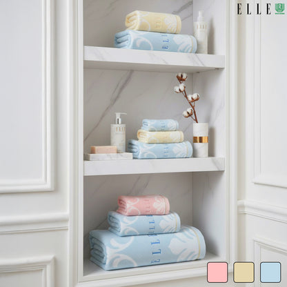 ELLE VICTORIAN ผ้าขนหนูเช็ดตัว ขนาด 70x140 cm. & เช็ดผม ขนาด 38x80 เส้นใยฝ้ายธรรมชาติ 100% (MGRTEJ055) * มีขนาดให้เลือก*