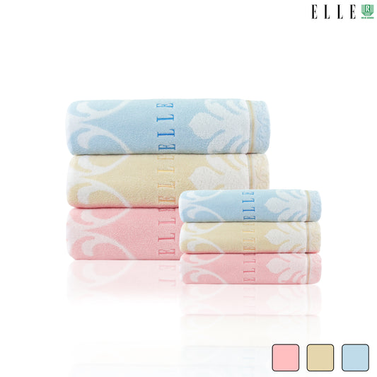 ELLE VICTORIAN ผ้าขนหนูเช็ดตัว ขนาด 70x140 cm. & เช็ดผม ขนาด 38x80 เส้นใยฝ้ายธรรมชาติ 100% (MGRTEJ055) * มีขนาดให้เลือก*