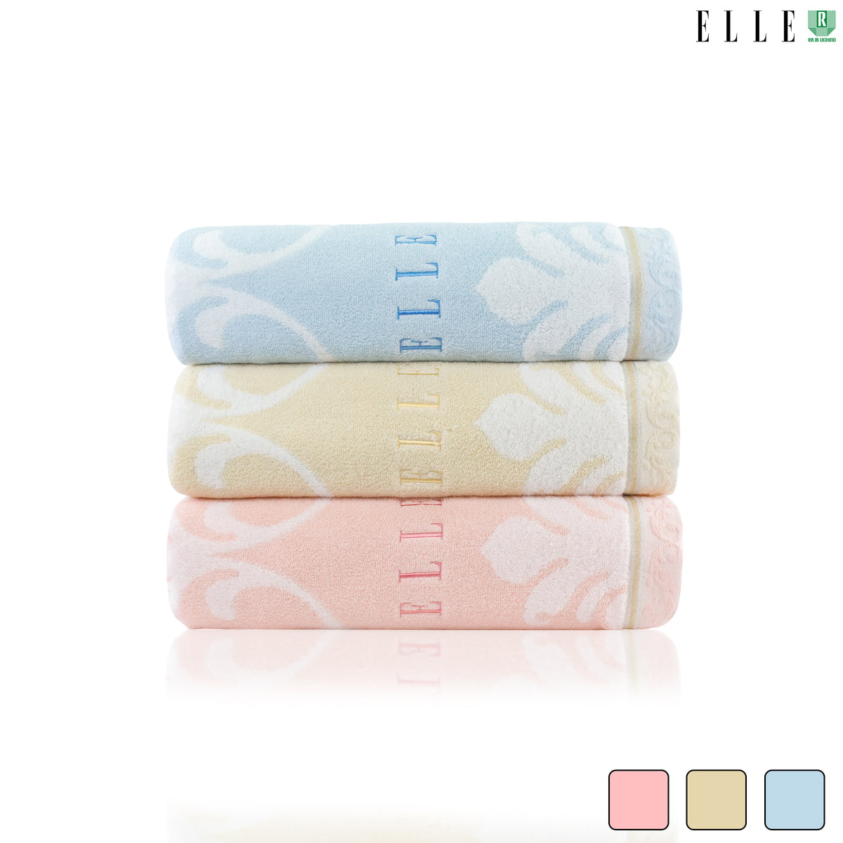 ELLE VICTORIAN ผ้าขนหนูเช็ดตัว ขนาด 70x140 cm. & เช็ดผม ขนาด 38x80 เส้นใยฝ้ายธรรมชาติ 100% (MGRTEJ055) * มีขนาดให้เลือก*