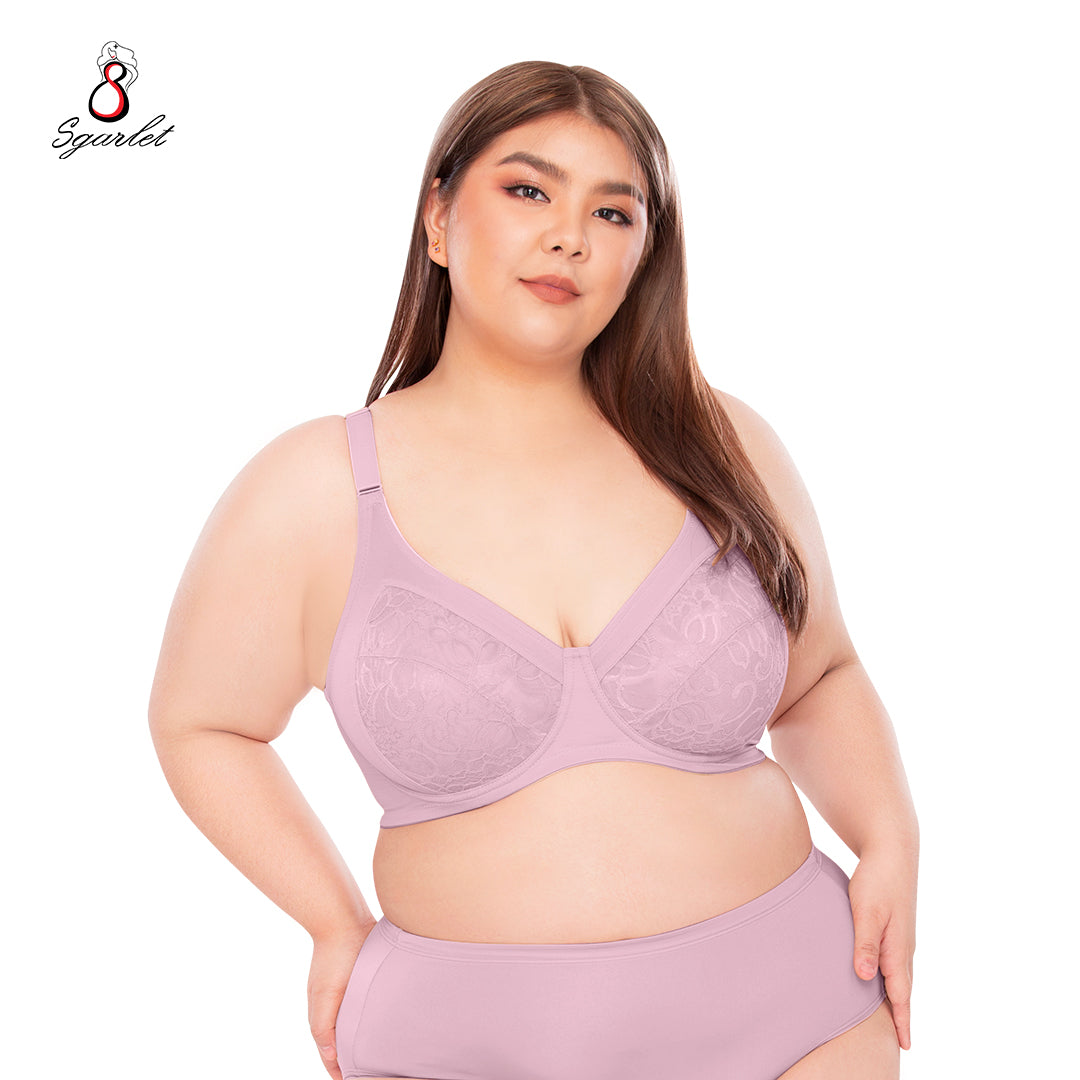 SGARLET PLUSSIZE Sophia underwire bra เสื้อในมีโครง สาวอวบ ลายลูกไม้ สีดำ สีเนื้อ สีชาเย็น สีเนื้อ รุ่น MB1733