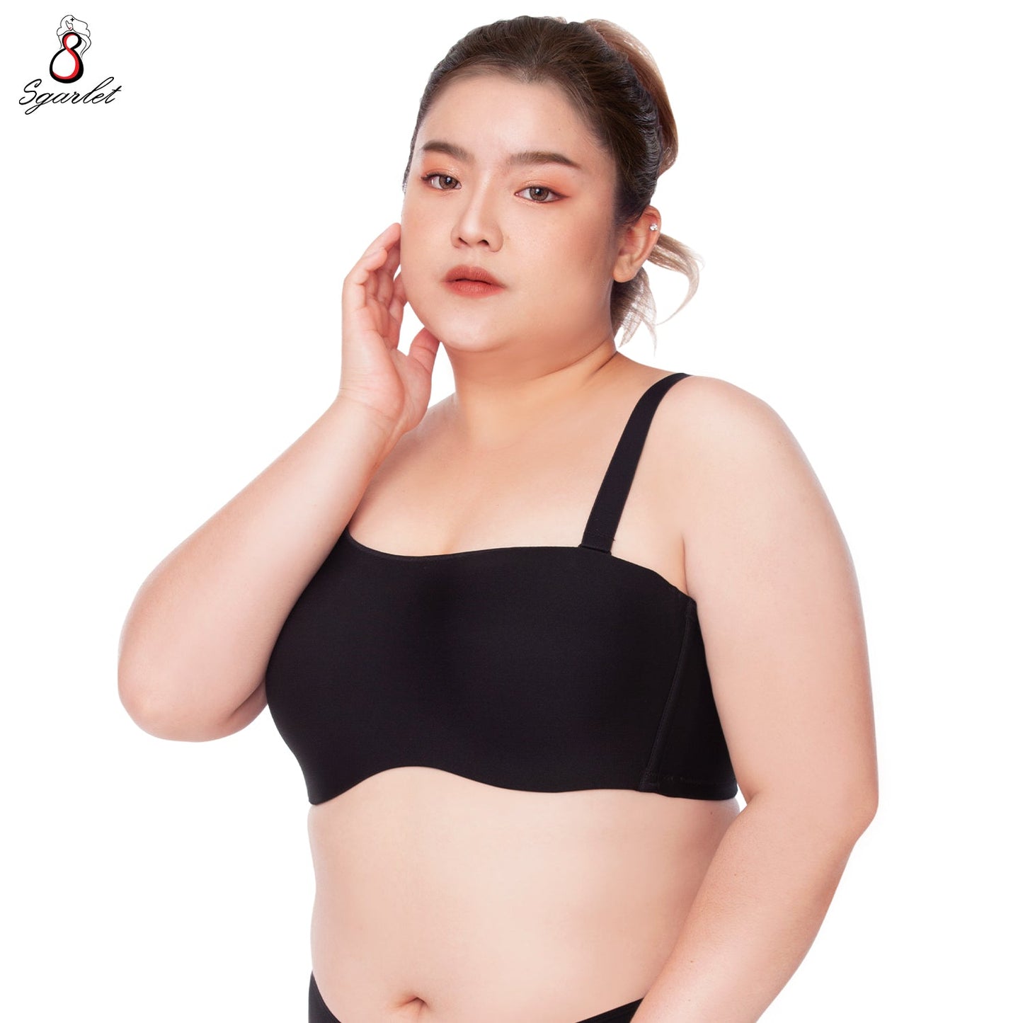 SGARLET PLUSSIZE Gigi เสื้อในมีโครง สาวอวบ เกาะอกถอดสายได้ สีดำ สีกะปิ รุ่น MB1741