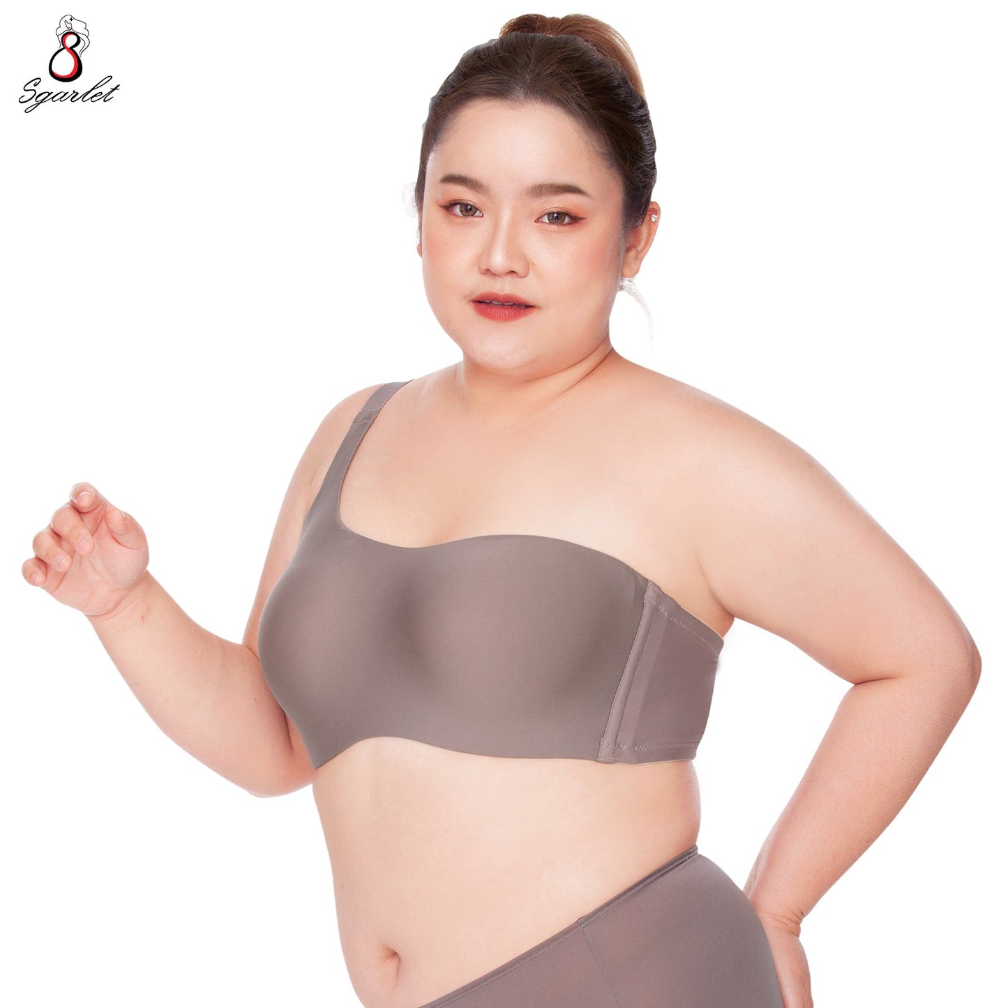 SGARLET PLUSSIZE Gigi เสื้อในมีโครง สาวอวบ เกาะอกถอดสายได้ สีดำ สีกะปิ รุ่น MB1741