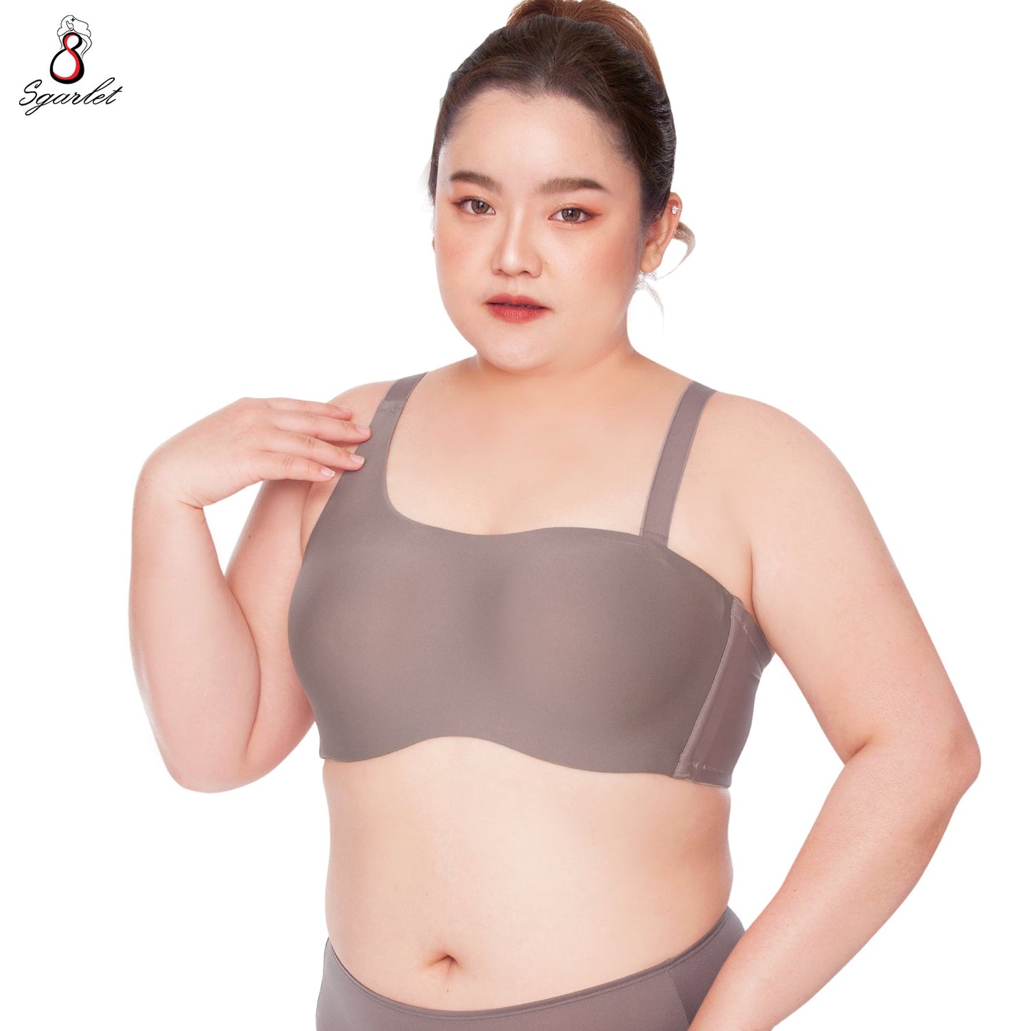 SGARLET PLUSSIZE Gigi เสื้อในมีโครง สาวอวบ เกาะอกถอดสายได้ สีดำ สีกะปิ รุ่น MB1741