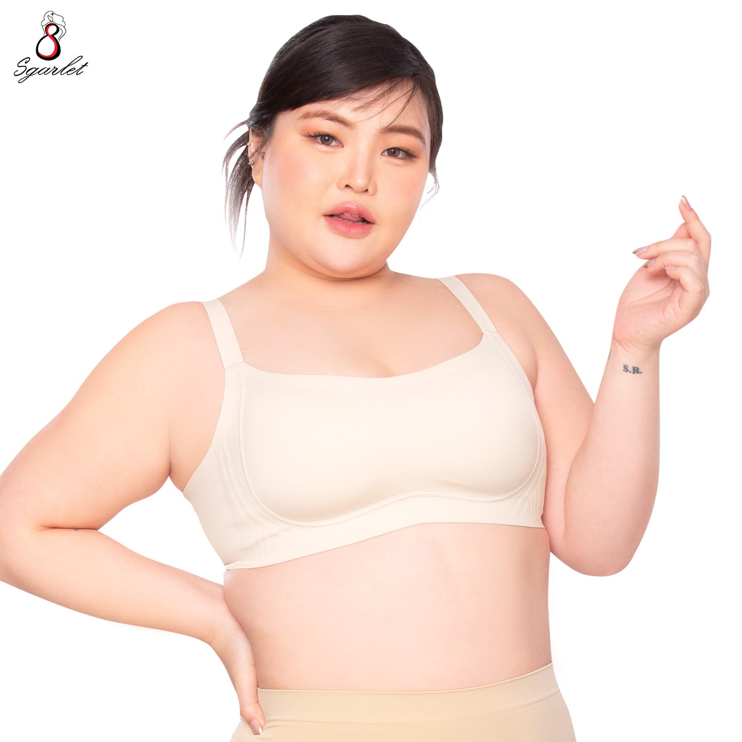 Sgarlet  Jolie bra เสื้อในไซส์ใหญ่ไร้รอยต่อไร้โครง เก็บกระชับ ผ้าพรางเนินอก สีเนื้อ สีฟ้าอมเทา MB1524