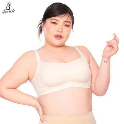 Sgarlet  Jolie bra เสื้อในไซส์ใหญ่ไร้รอยต่อไร้โครง เก็บกระชับ ผ้าพรางเนินอก สีเนื้อ สีฟ้าอมเทา MB1524