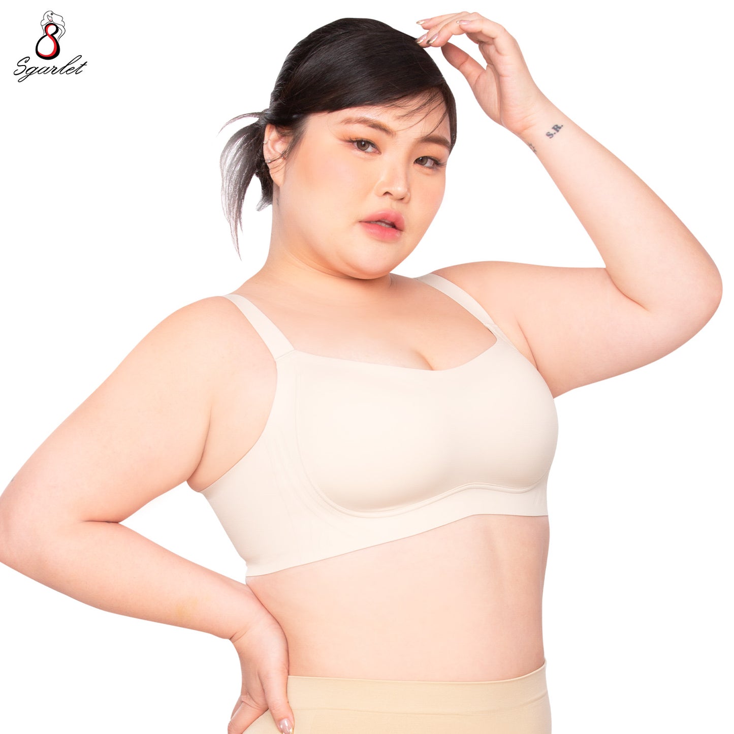 Sgarlet  Jolie bra เสื้อในไซส์ใหญ่ไร้รอยต่อไร้โครง เก็บกระชับ ผ้าพรางเนินอก สีเนื้อ สีฟ้าอมเทา MB1524