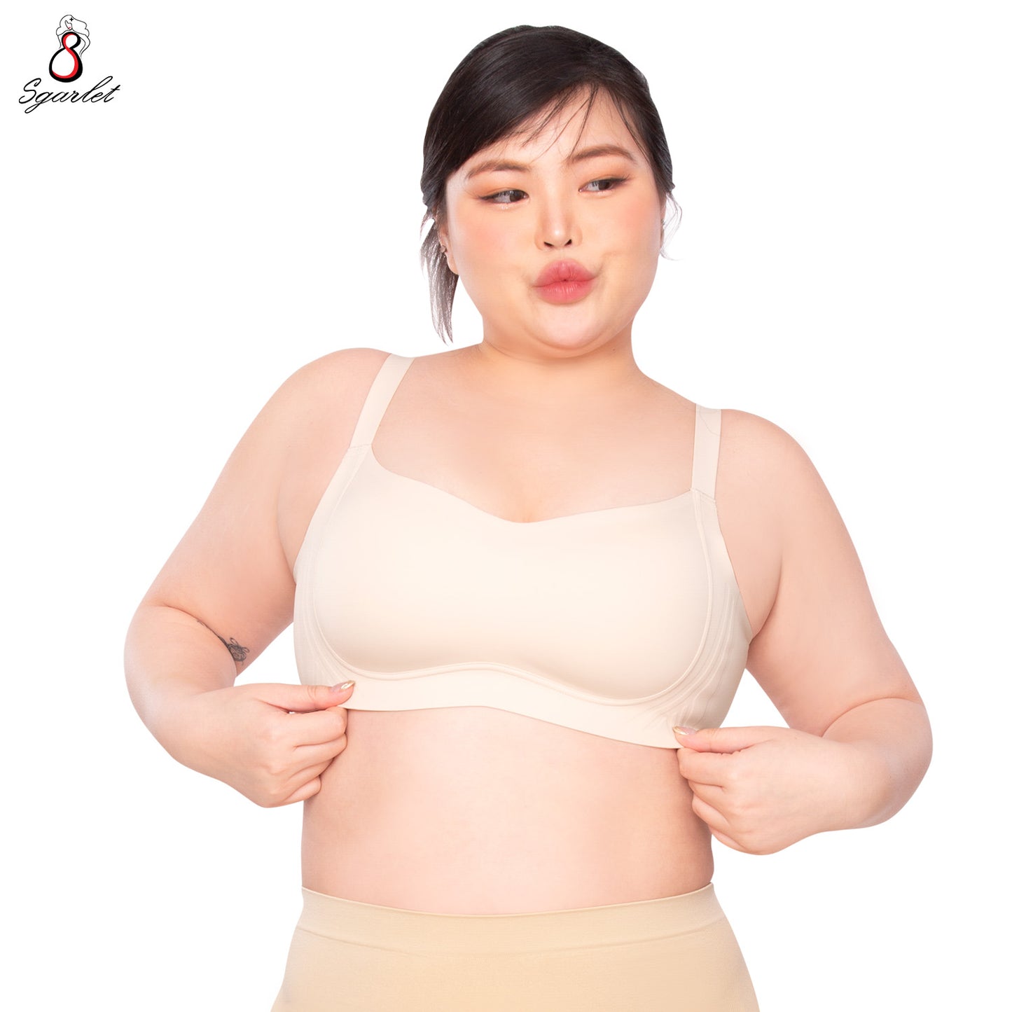 Sgarlet  Jolie bra เสื้อในไซส์ใหญ่ไร้รอยต่อไร้โครง เก็บกระชับ ผ้าพรางเนินอก สีเนื้อ สีฟ้าอมเทา MB1524