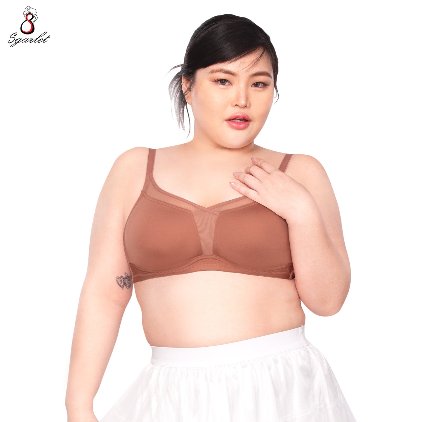 SGARLET PLUSSIZE เสื้อในโร้โครง สาวอวบ ตัวเรียบ เก็บกระชับทรง สีดำ สีเนื้อ สีชาเย็น รุ่น MB1530