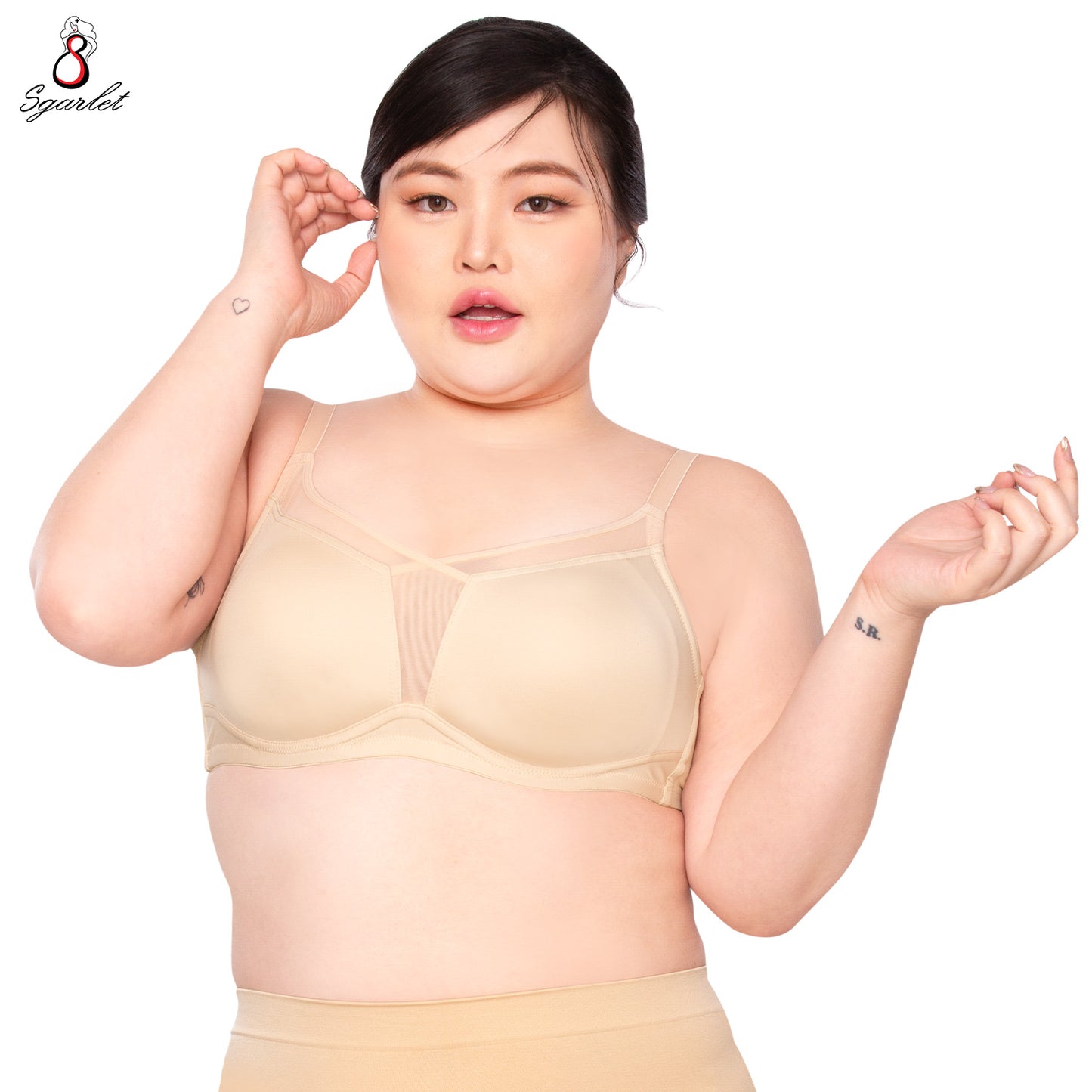 SGARLET PLUSSIZE เสื้อในโร้โครง สาวอวบ ตัวเรียบ เก็บกระชับทรง สีดำ สีเนื้อ สีชาเย็น รุ่น MB1530