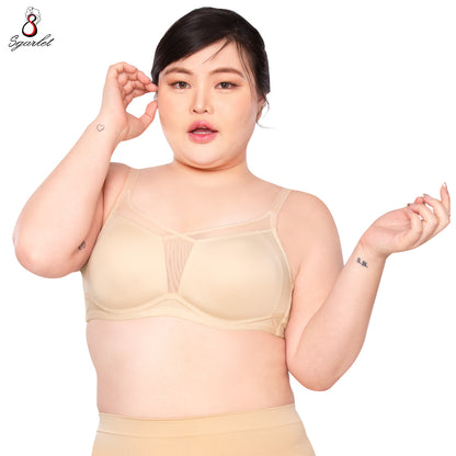 SGARLET PLUSSIZE เสื้อในโร้โครง สาวอวบ ตัวเรียบ เก็บกระชับทรง สีดำ สีเนื้อ สีชาเย็น รุ่น MB1530