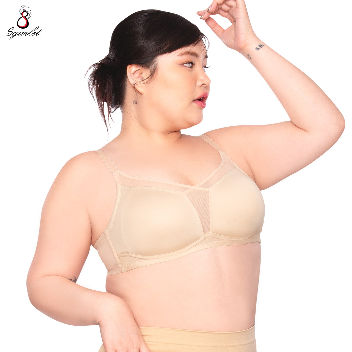 SGARLET PLUSSIZE เสื้อในโร้โครง สาวอวบ ตัวเรียบ เก็บกระชับทรง สีดำ สีเนื้อ สีชาเย็น รุ่น MB1530