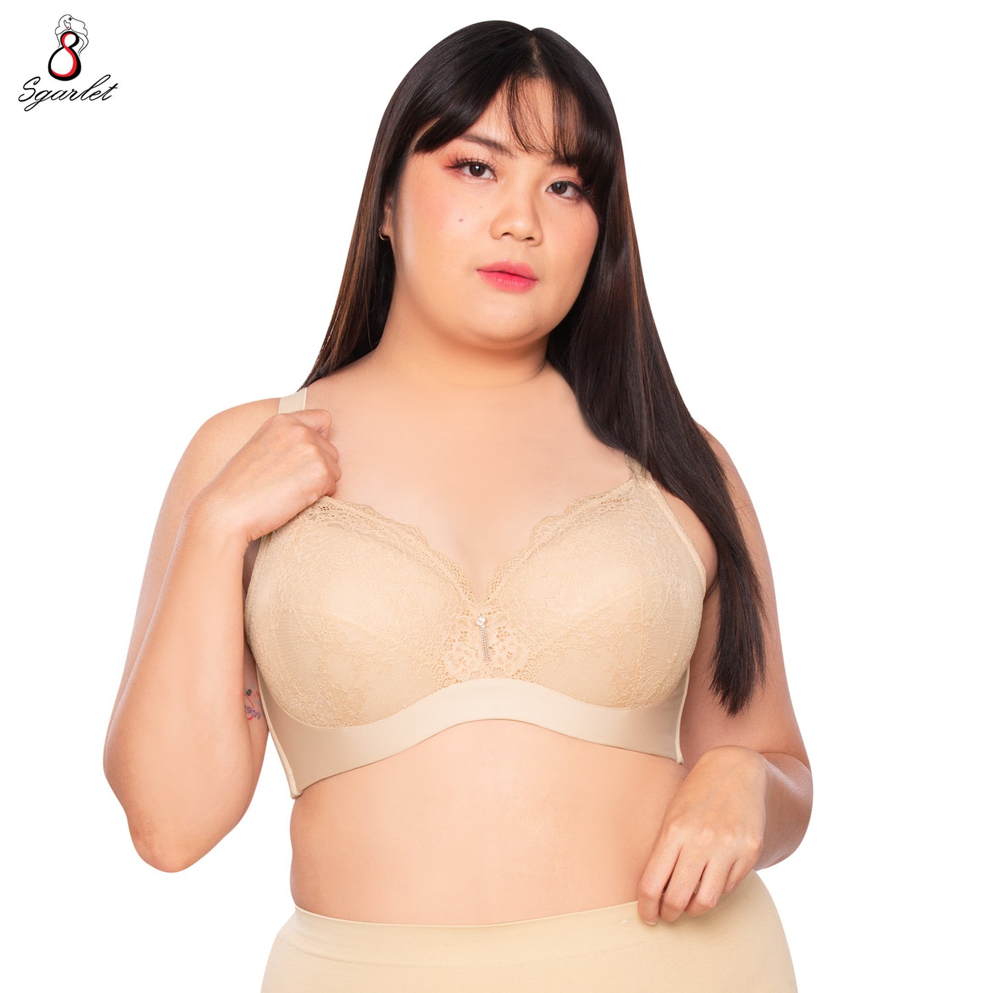Sgarlet Plussize เสื้อในมีโครง สาวอวบ ลายลูกไม้ เก็บกระชับทรง  MB1760