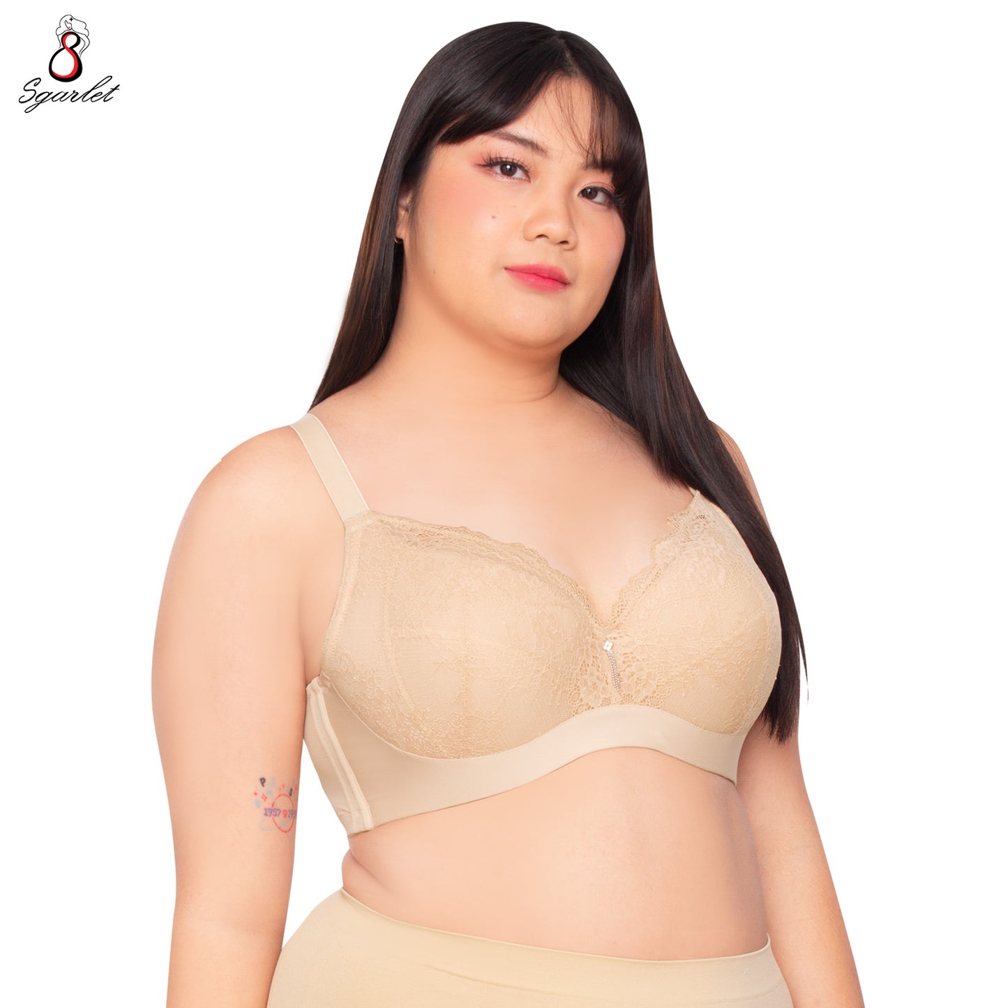 Sgarlet Plussize เสื้อในมีโครง สาวอวบ ลายลูกไม้ เก็บกระชับทรง  MB1760