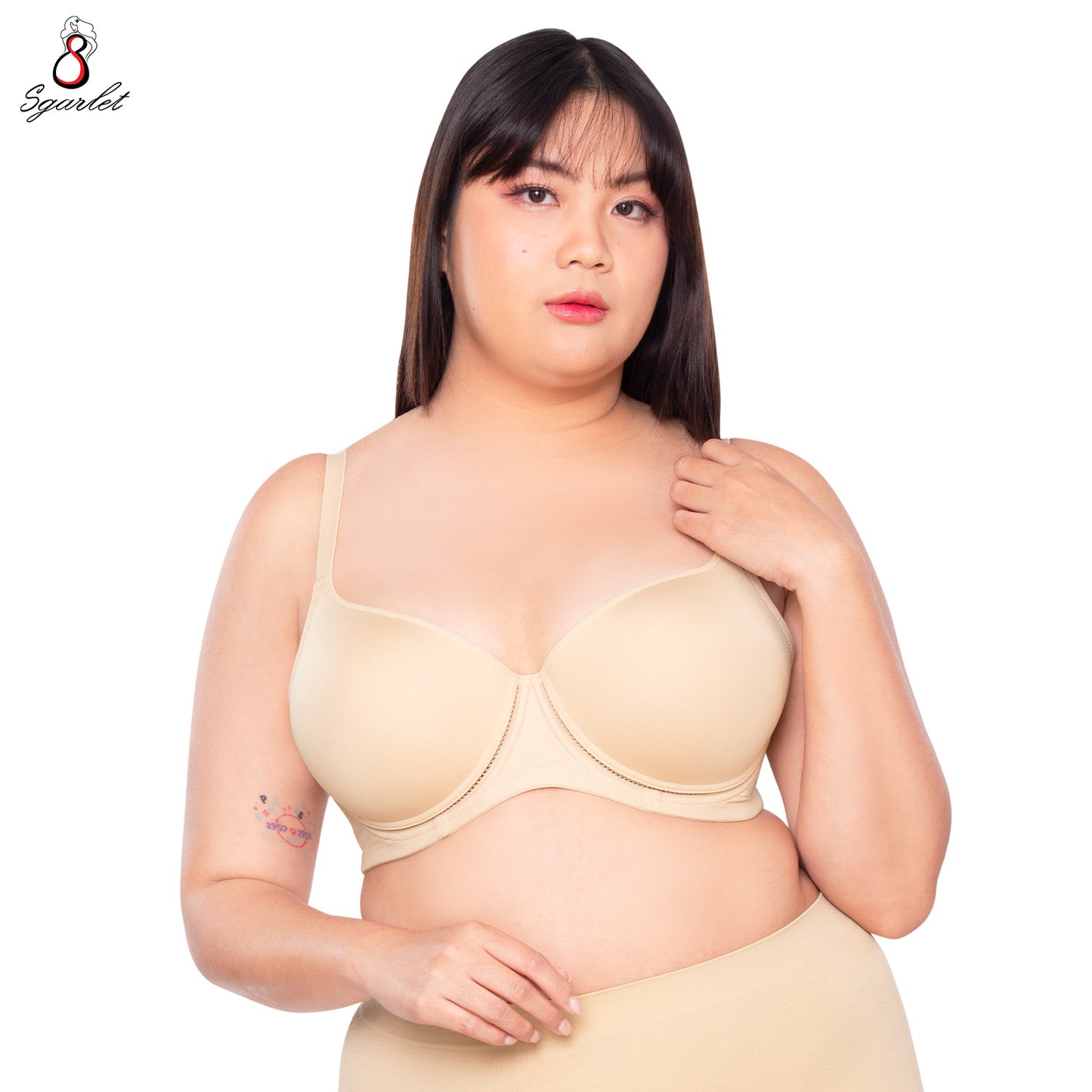 SGARLET PLUSSIZE เสื้อในมีโครง สาวอวบ ตัวเรียบ เก็บกระชับทรง สีดำ สีเนื้อ สีโอลด์โรส MB1761