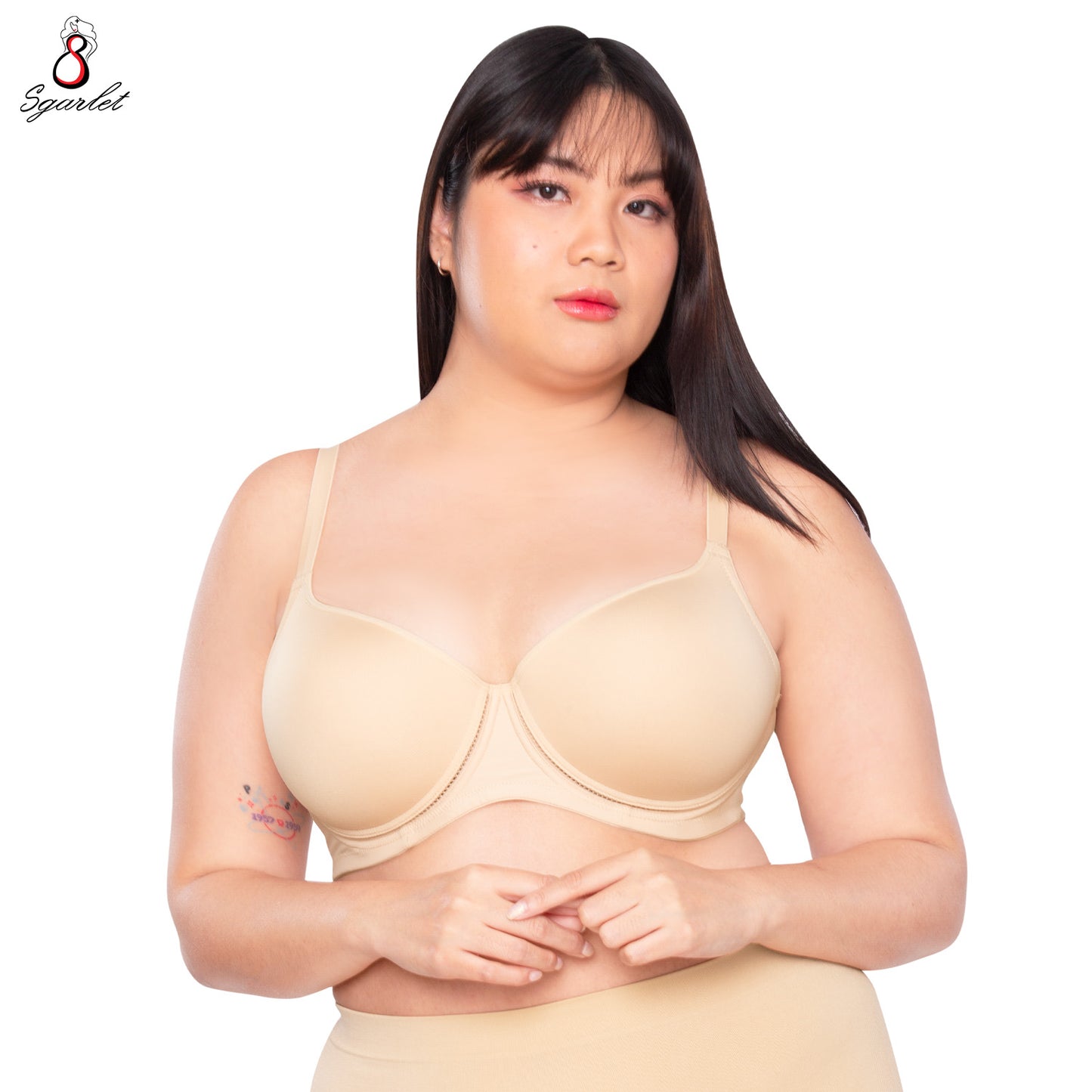 SGARLET PLUSSIZE เสื้อในมีโครง สาวอวบ ตัวเรียบ เก็บกระชับทรง สีดำ สีเนื้อ สีโอลด์โรส MB1761