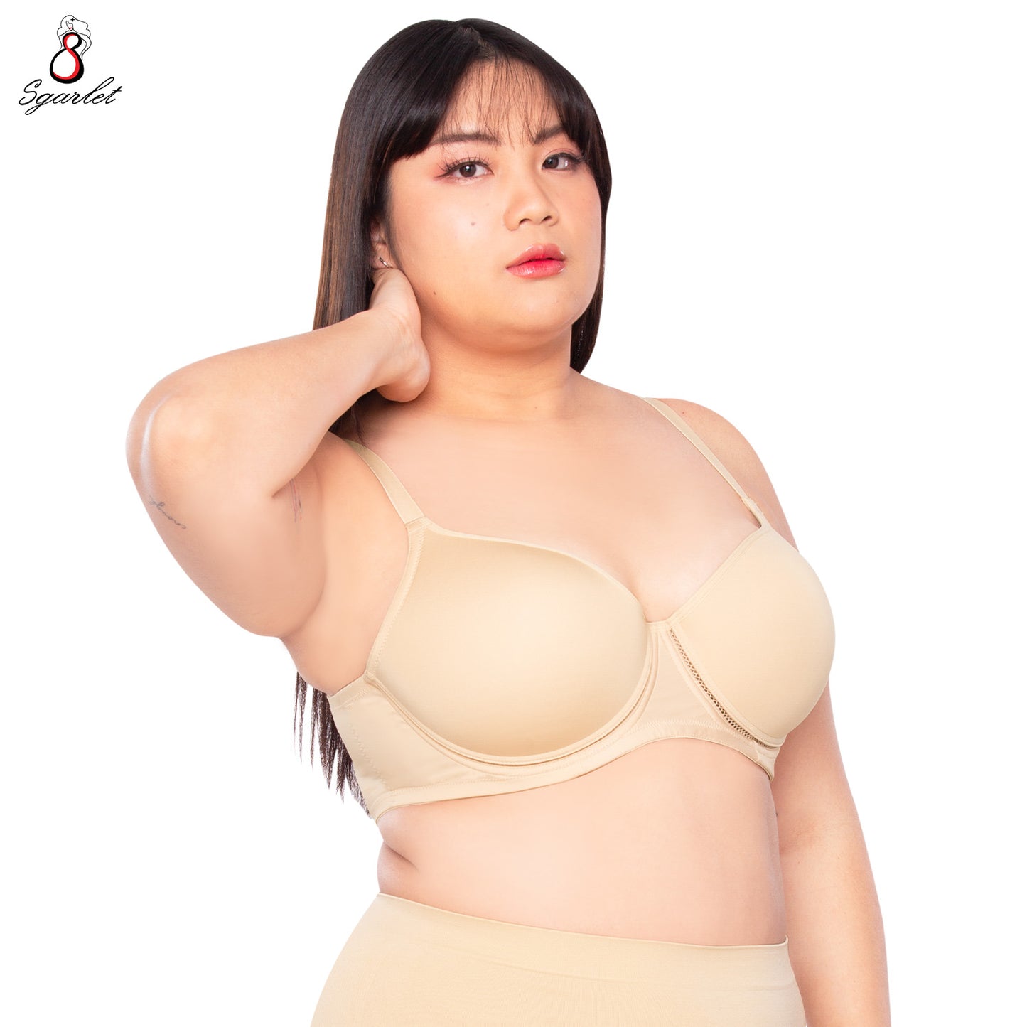 SGARLET PLUSSIZE เสื้อในมีโครง สาวอวบ ตัวเรียบ เก็บกระชับทรง สีดำ สีเนื้อ สีโอลด์โรส MB1761