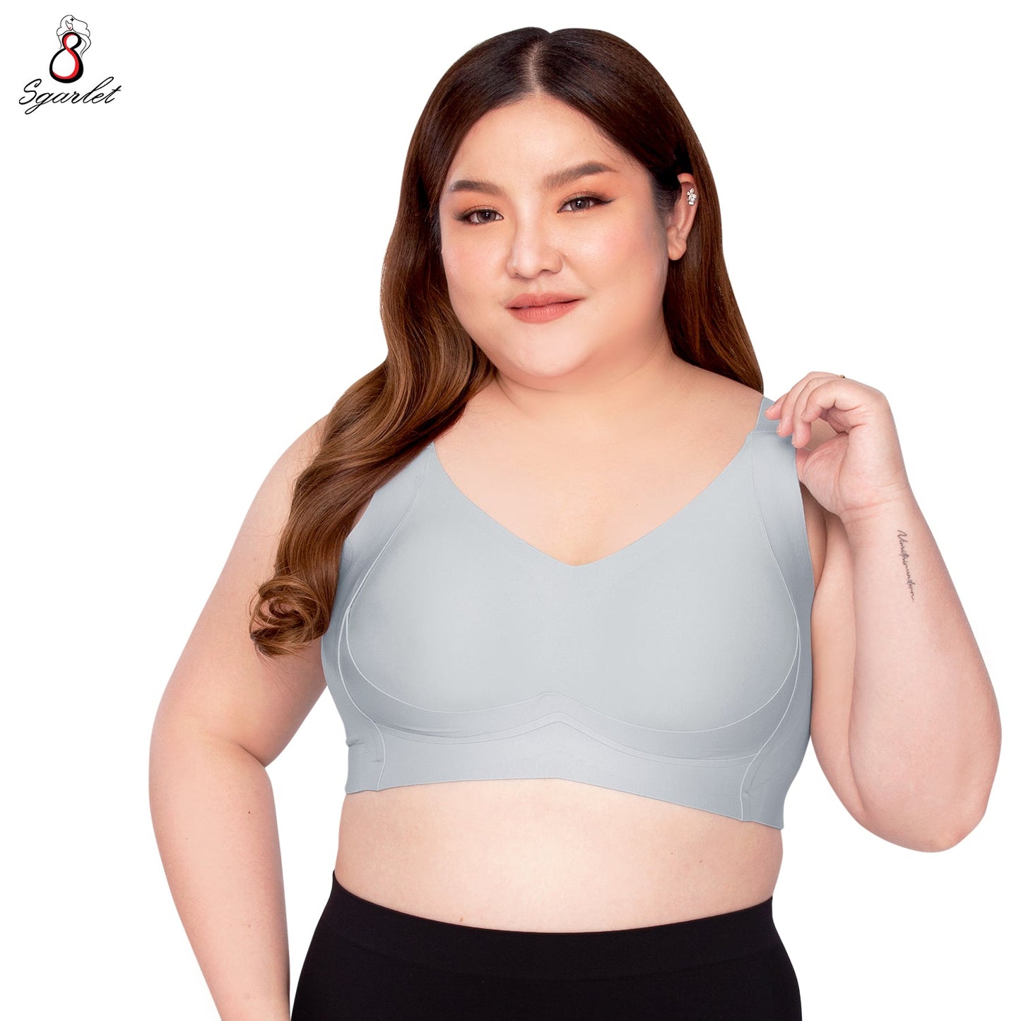 SGARLET PLUSSIZE Jelly bra เสื้อในไร้โครง สาวอวบ แบบBonding สีเนื้อ สีเทา MB1522