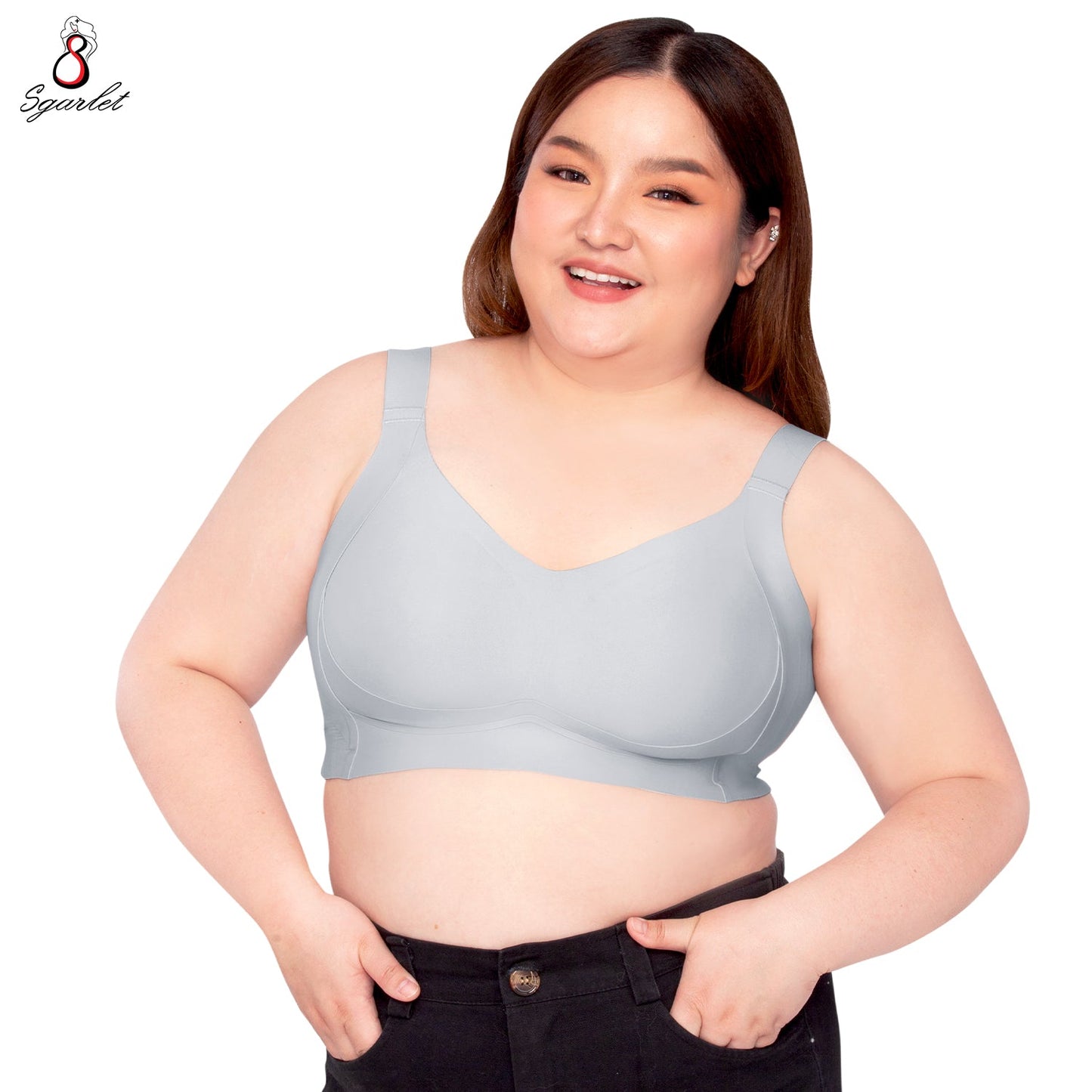 SGARLET PLUSSIZE Jelly bra เสื้อในไร้โครง สาวอวบ แบบBonding สีเนื้อ สีเทา MB1522