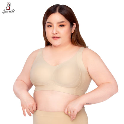 SGARLET PLUSSIZE Jelly bra เสื้อในไร้โครง สาวอวบ แบบBonding สีเนื้อ สีเทา MB1522