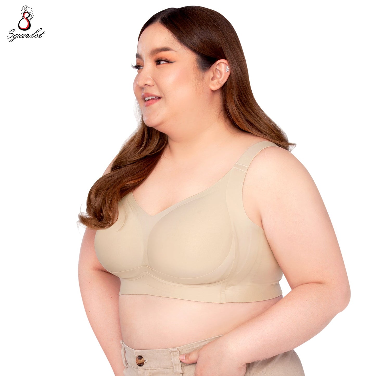 SGARLET PLUSSIZE Jelly bra เสื้อในไร้โครง สาวอวบ แบบBonding สีเนื้อ สีเทา MB1522