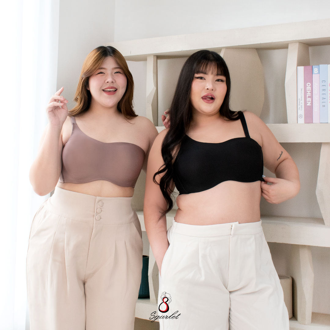 SGARLET PLUSSIZE Gigi เสื้อในมีโครง สาวอวบ เกาะอกถอดสายได้ สีดำ สีกะปิ รุ่น MB1741