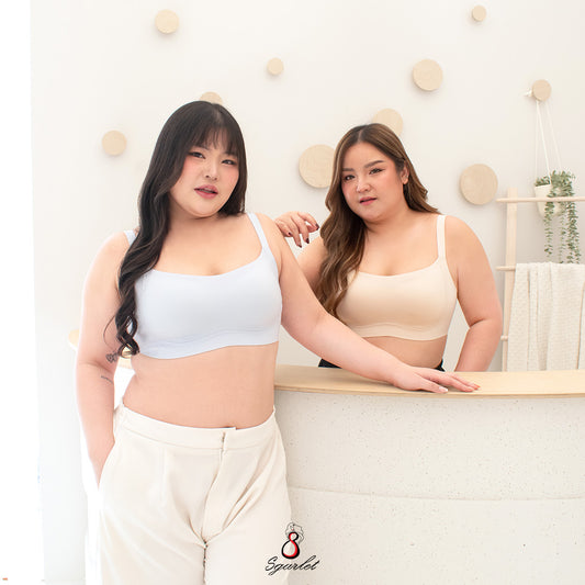 Sgarlet  Jolie bra เสื้อในไซส์ใหญ่ไร้รอยต่อไร้โครง เก็บกระชับ ผ้าพรางเนินอก สีเนื้อ สีฟ้าอมเทา MB1524