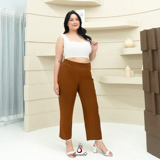 SGARLET PLUSSIZE กางเกงขายาวไซส์ใหญ่ทรงสลิม เก็บกระชับ ใส่แล้วทรงเป๊ะสวย สีดำ/น้ำตาล FLW097