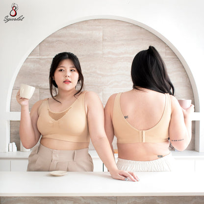 SGARLET PLUSSIZE Charlotte silky bra เสื้อในไร้โครง สาวอวบ free size สีเนื้อ รุ่น MB1521