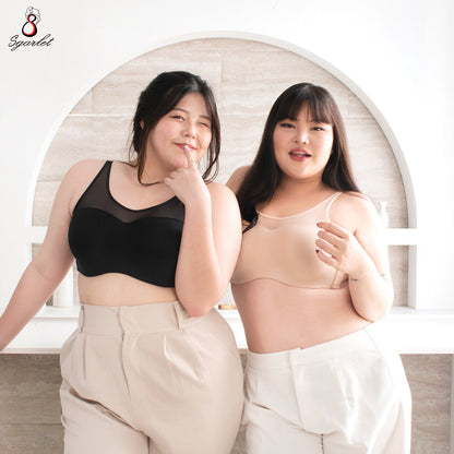 SGARLET PLUSSIZE Vicky bra เสื้อในมีโครง สาวอวบ เต้าเรียบ tank top สีดำ สีเนื้อ รุ่น MB1742