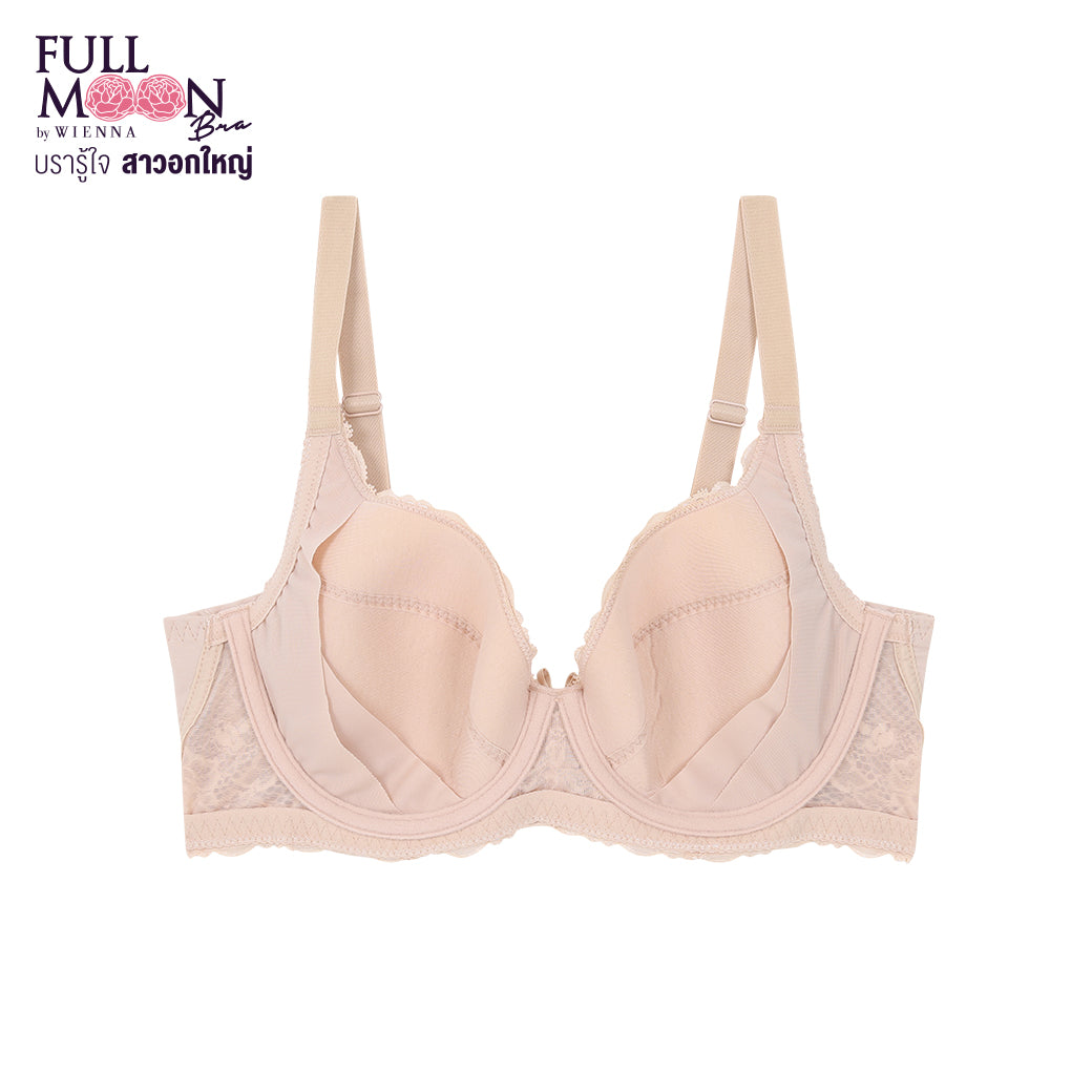 FULL MOON BRA เสื้อในมีโครง สาวคัพใหญ่ ลายลูกไม้ เสริมบาง รุ่น NB41404