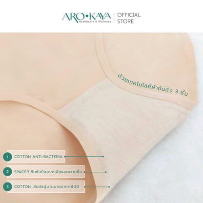 AROKAYA ABSORBENT PANTY กางเกงในซับความชื้น สีดำ สีเนื้อ รุ่น AU3001