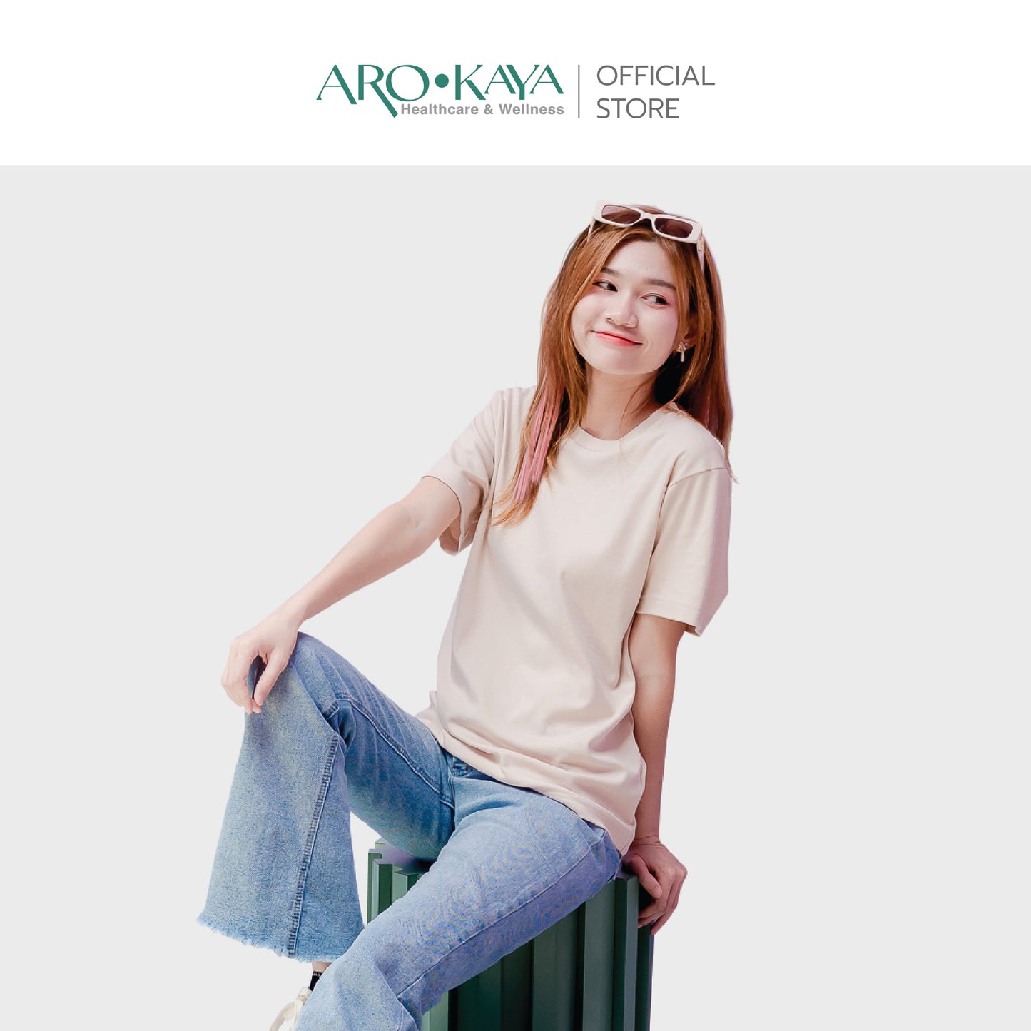 AROKAYA ANTI ACNE T - SHIRT เสื้อยืดกันสิว สีน้ำเงินเข้ม สีเทา สีขาว สีเนื้อ สีดำ รุ่น AC3202