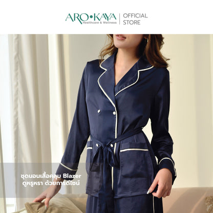 AROKAYA SILKY SATIN BLAZER – KYLIE เสื้อคลุมชุดนอนซาตินพรีเมียม รุ่น AC2101