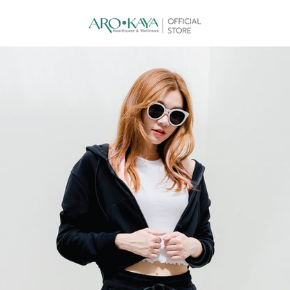 AROKAYA COLLAGEN CROPPED HOODIE เสื้อฮู้ดทรงครอปป้องกันรังสี UV สีเทา สีดำ รุ่น AC3801