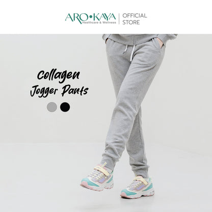 AROKAYA COLLAGEN JOGGER PANTS กางเกงวอร์มขายาวป้องกันรังสี UV สีเทา สีดำ รุ่น AC4202