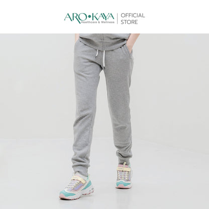 AROKAYA COLLAGEN JOGGER PANTS กางเกงวอร์มขายาวป้องกันรังสี UV สีเทา สีดำ รุ่น AC4202