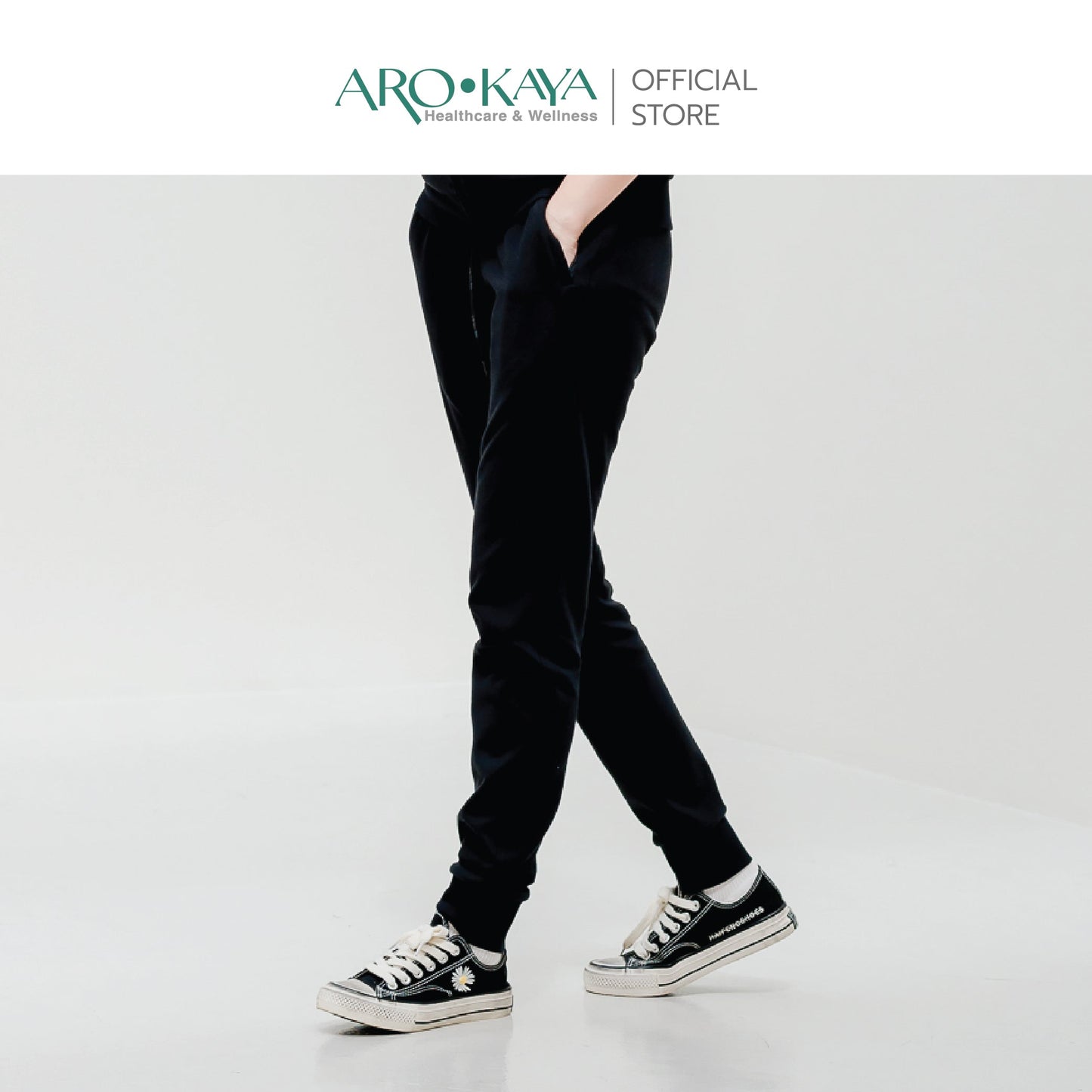 AROKAYA COLLAGEN JOGGER PANTS กางเกงวอร์มขายาวป้องกันรังสี UV สีเทา สีดำ รุ่น AC4202