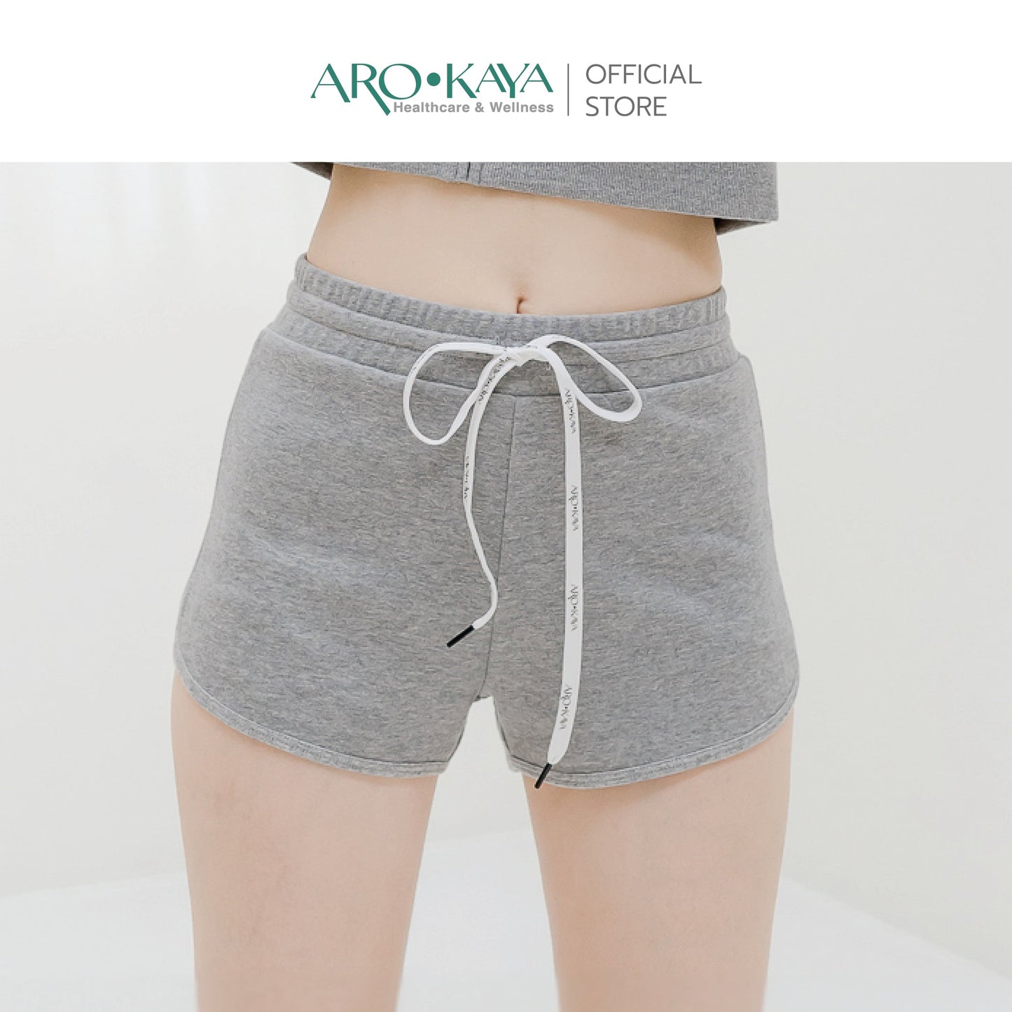 AROKAYA COLLAGEN PULL-ON SHORTS กางเกงวอร์มขาสั้นป้องกันรังสี UV สีเทา สีดำ รุ่น AC4102